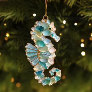 Personalized Sea Glass–Inspired Ocean Christmas Ornament – Custom Coastal Keepsake | 6 Marine Animal Designs | Gift For Ocean Lovers
