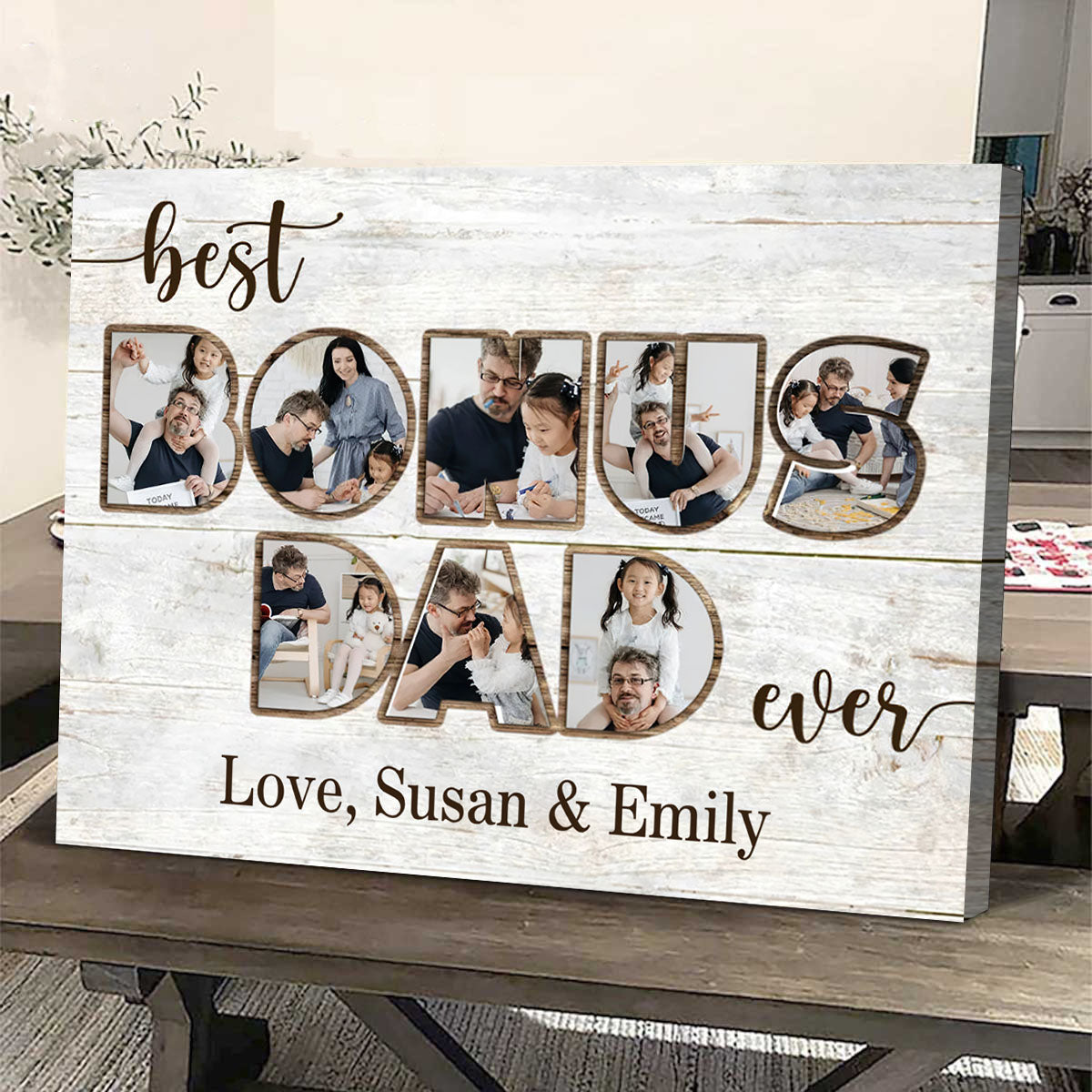 Bonus Dad Photo Collage Personalized Canvas Poster