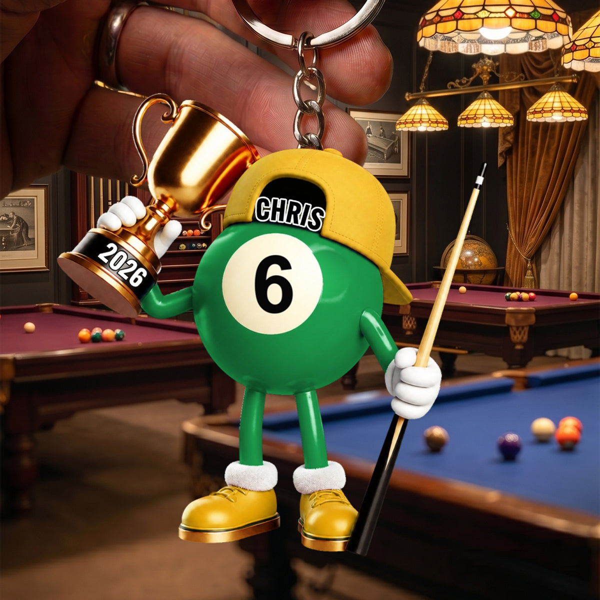 "Champion Pool Ball" – Personalized Acrylic Keychain | A Custom Billiards Player Gift