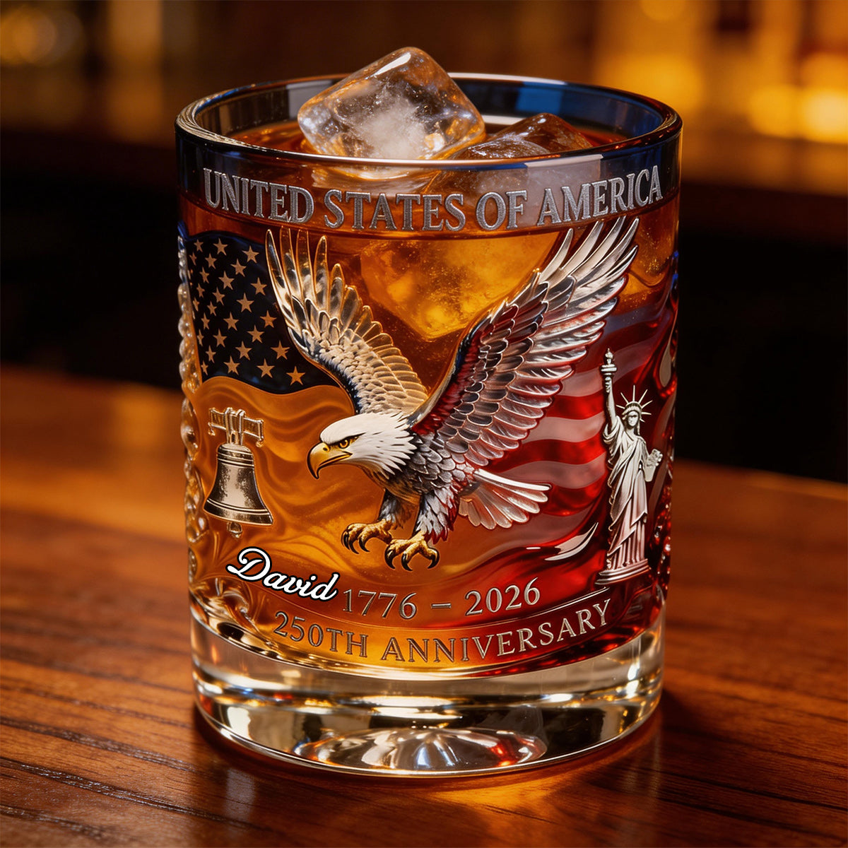 Proud Anniversary Round Glass, Personalized Gifts For Patriots