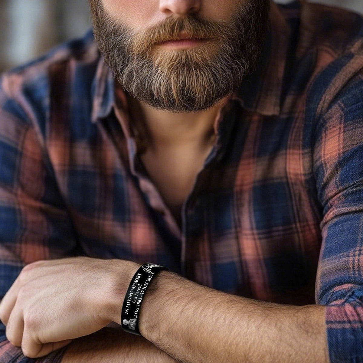 Personalized Memorial Bracelet with Custom Photo & Engraving – "In Loving Memory" Gift