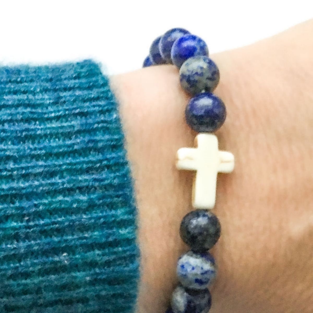 Natural stone cross bracelet