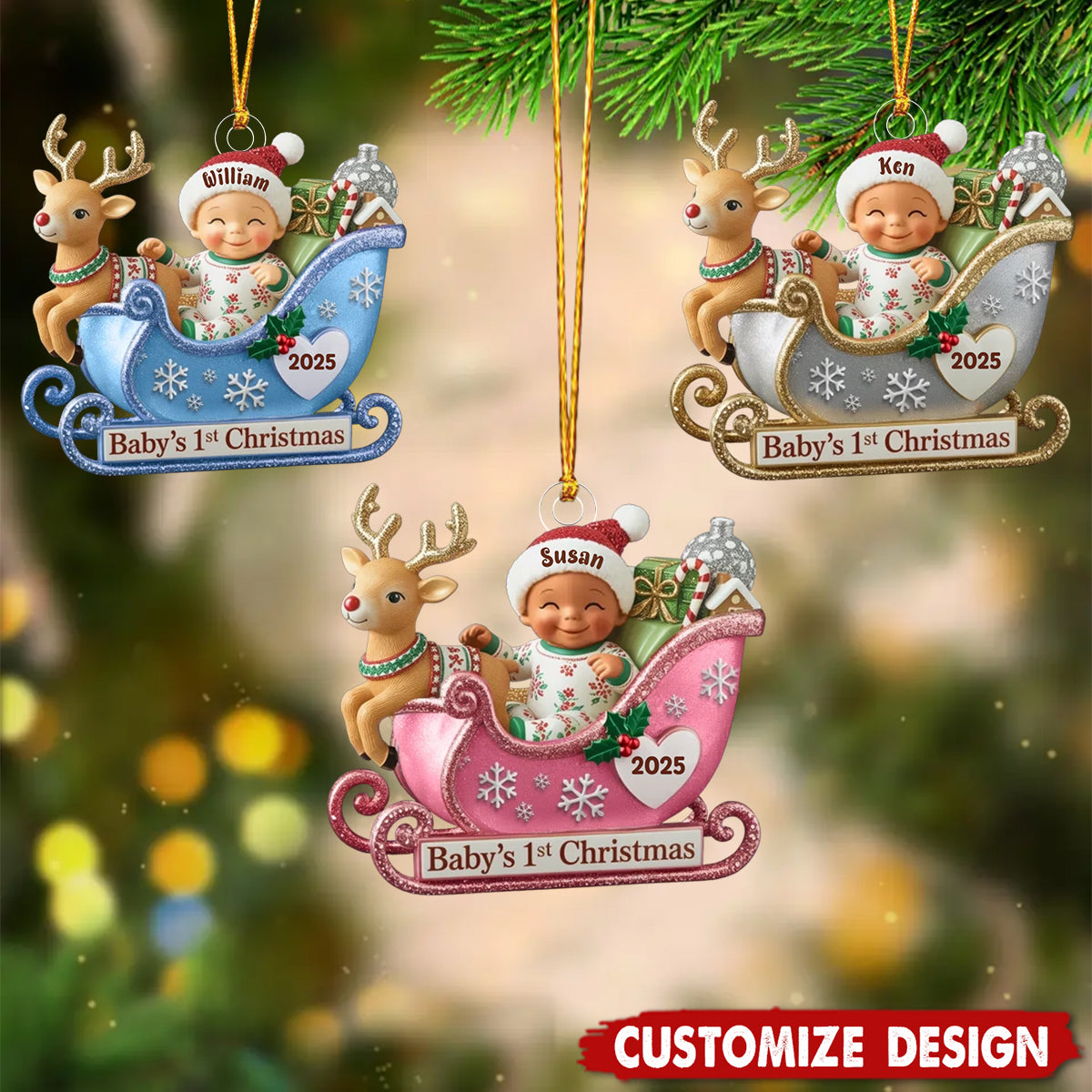 Baby's First Christmas Personalized Christmas Baby Shower, Gender Reveal Gifts For New Parents