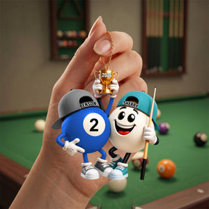 "Billiard Couple" – Personalized Keychain | A Fun Gift For Pool Lovers & Players