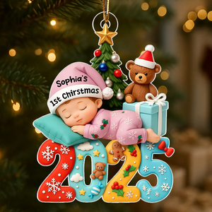 Baby First Christmas 2025 - Personalized Acrylic Ornament - Heartwarming Christmas Gift For New Born Baby