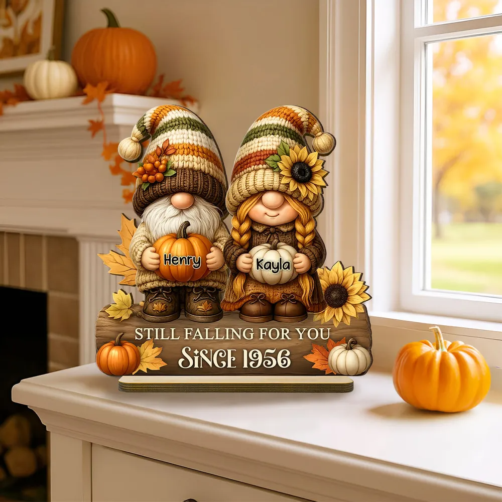 Couple Growing Old Together Personalized Standing Wooden Plaque Fall Decor for Couple