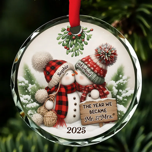 Merry And Bright Together - Personalized Custom Glass Couple Ornament