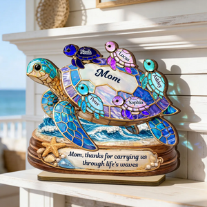 Thanks for Carrying us Through Life's Waves - Personalized Wooden Plaque - Heartfelt Mother's Day Gift for Mom, Wife