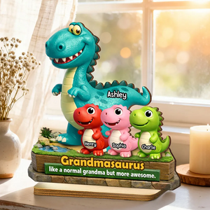 Grandmasaurus More Awesome - Personalized 2-Layered Wooden Plaque Gift for Grandma