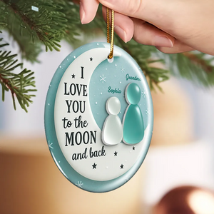 I Love You To The Moon and Back, Personalized Ceramic Ornament