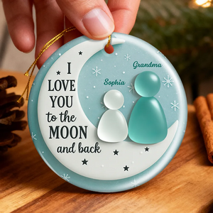 I Love You To The Moon and Back, Personalized Ceramic Ornament