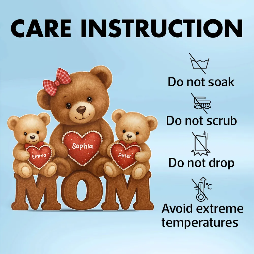 Mama Bear Personalized Custom Shape Acrylic Block Plaque, Gift For Mom