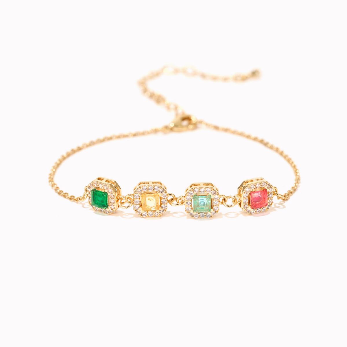 Personalized Grandma Gift Family Square Birthstone Bracelet