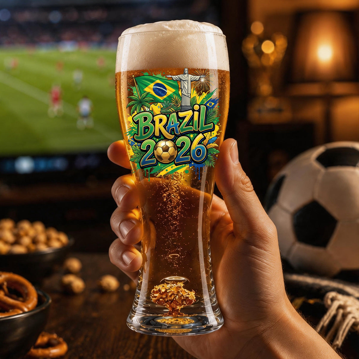 Personalized 2026 Soccer Country Beer Glass | Perfect For Fan Events & Tailgates
