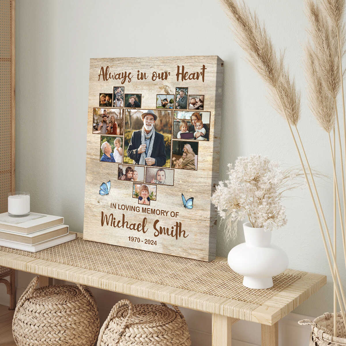 IN LOVING MEMORY OF-Personalized Memorial Collage Photo Canvas/Poster