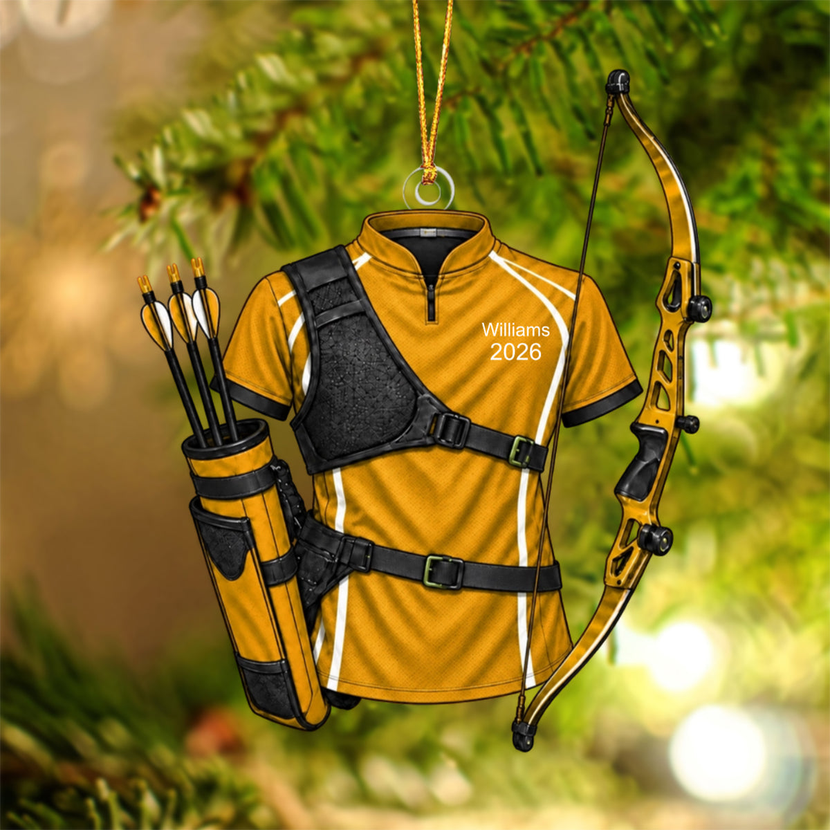 Personalized Archery Christmas Ornament 2026 – Custom Name Recurve Bow & Jersey Acrylic Keepsake | Gift For Him