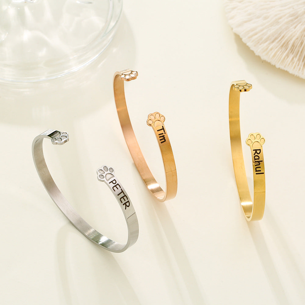 Personalized Pet Name Paw Bracelet - Sympathy Gift For Pet lover