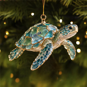 Personalized Sea Glass–Inspired Ocean Christmas Ornament – Custom Coastal Keepsake | 6 Marine Animal Designs | Gift For Ocean Lovers