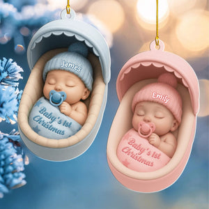 Personalized Baby's 1st Christmas Cradle Acrylic Ornament