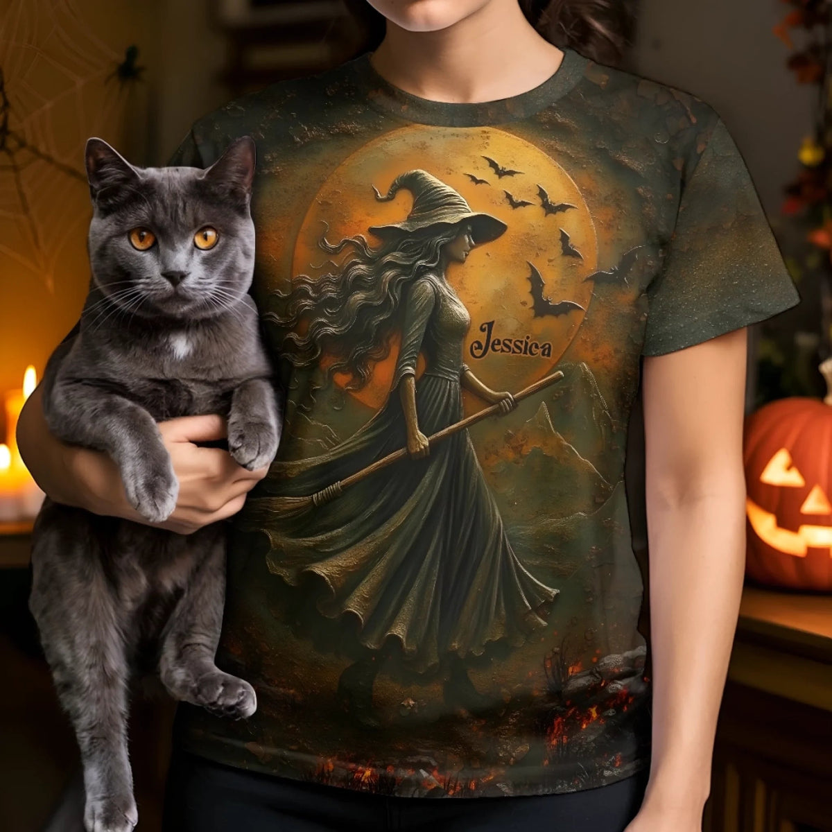 Custom Unisex T-shirt - Personalized Halloween Witchy Gifts For Besties, Sisters, BFF, Family, Yourself