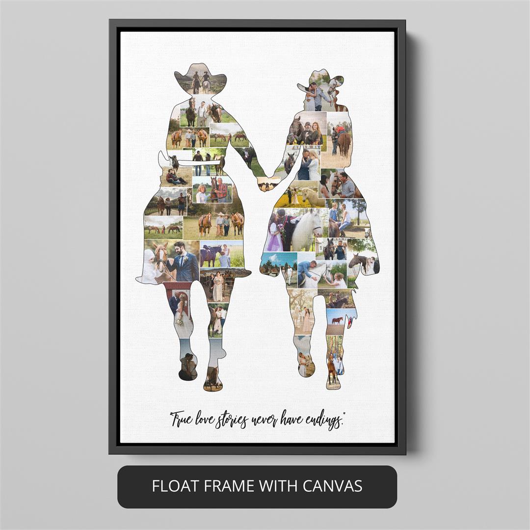 Horse Couple Themed Personalized Custom Photo Collage Poster Cowboys Cowgirls Gifts