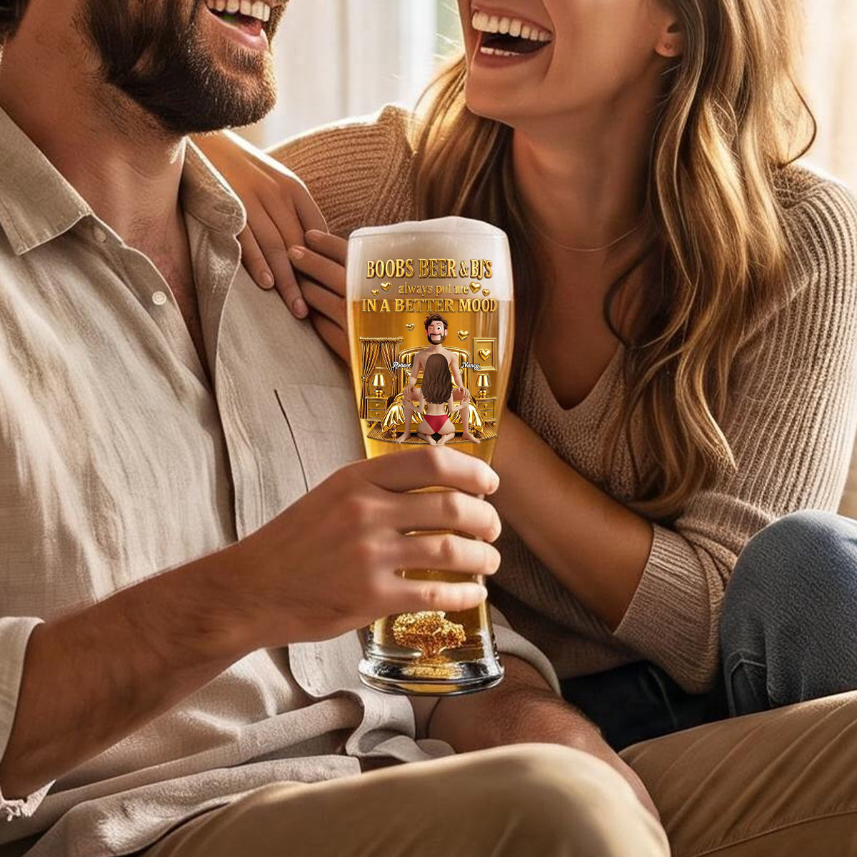 Personalized "Naughty Couples" Beer Glass – Gift For Couples