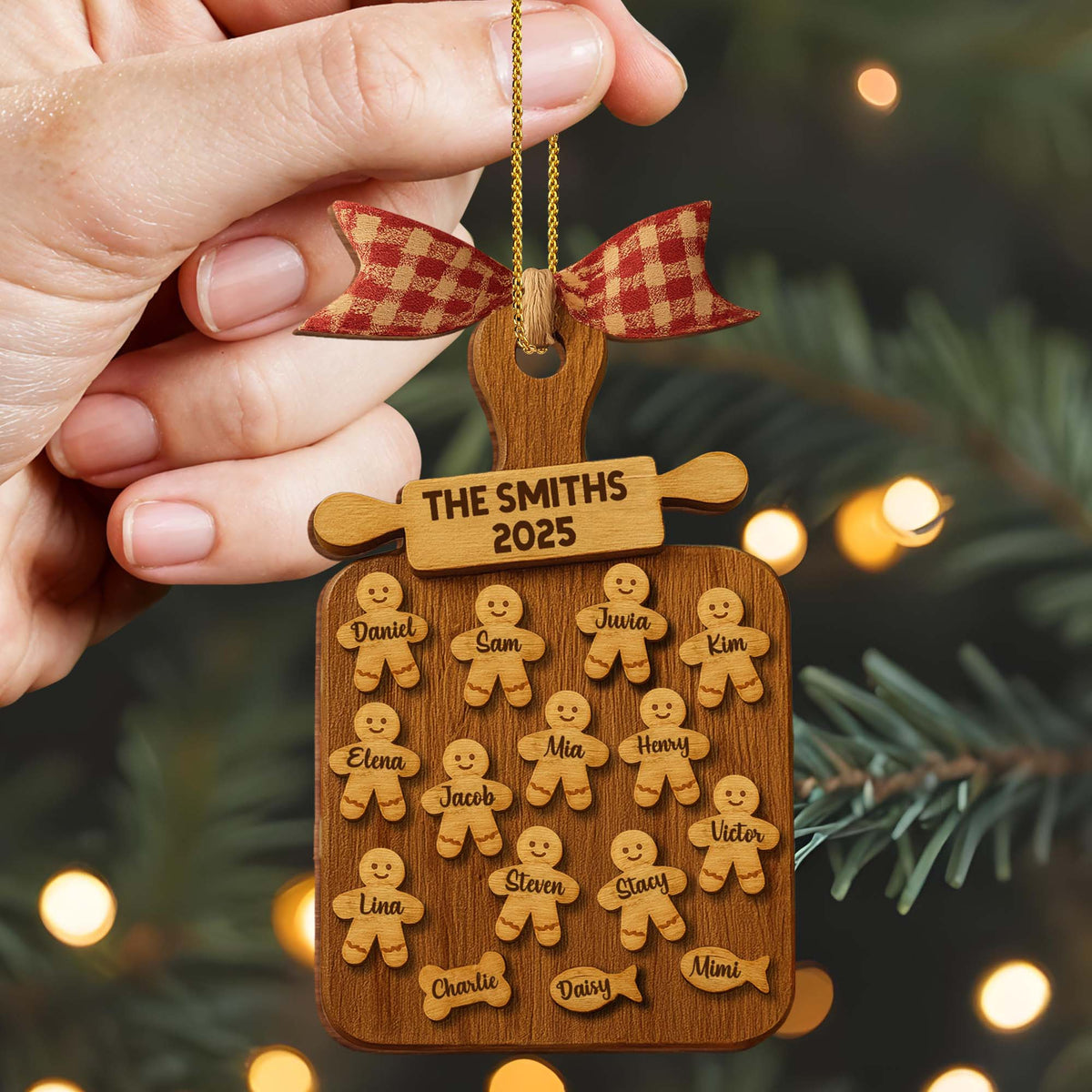 Celebrate Your Family With Cookie Figures Ornament, Personalized Custom Wood Ornament