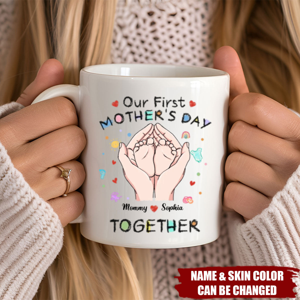 Tiny Toes, Big Love - Family Personalized Custom Mug - Mother's Day Gift, Gift For First Mom