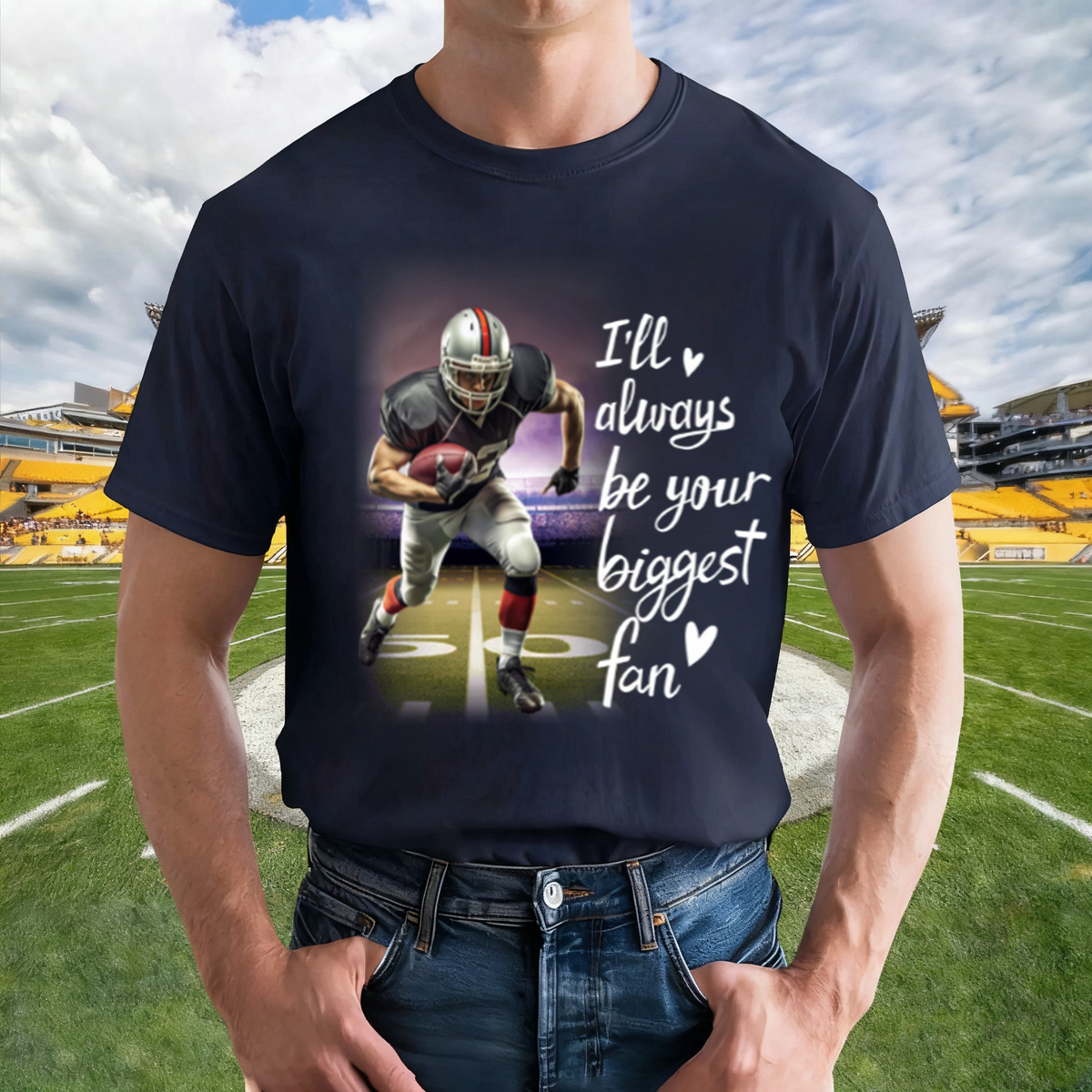 I'll Always Be Your Biggest Fan - Personalized Football Family T-Shirt