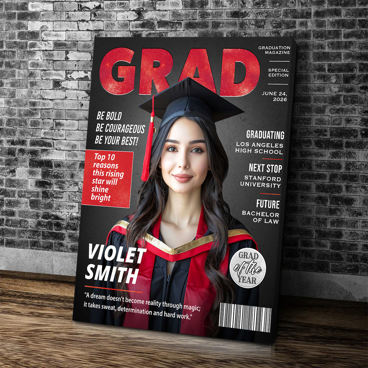 Personalized Graduation Magazine Cover Canvas , Personalized Graduation Gifts for Him or Her