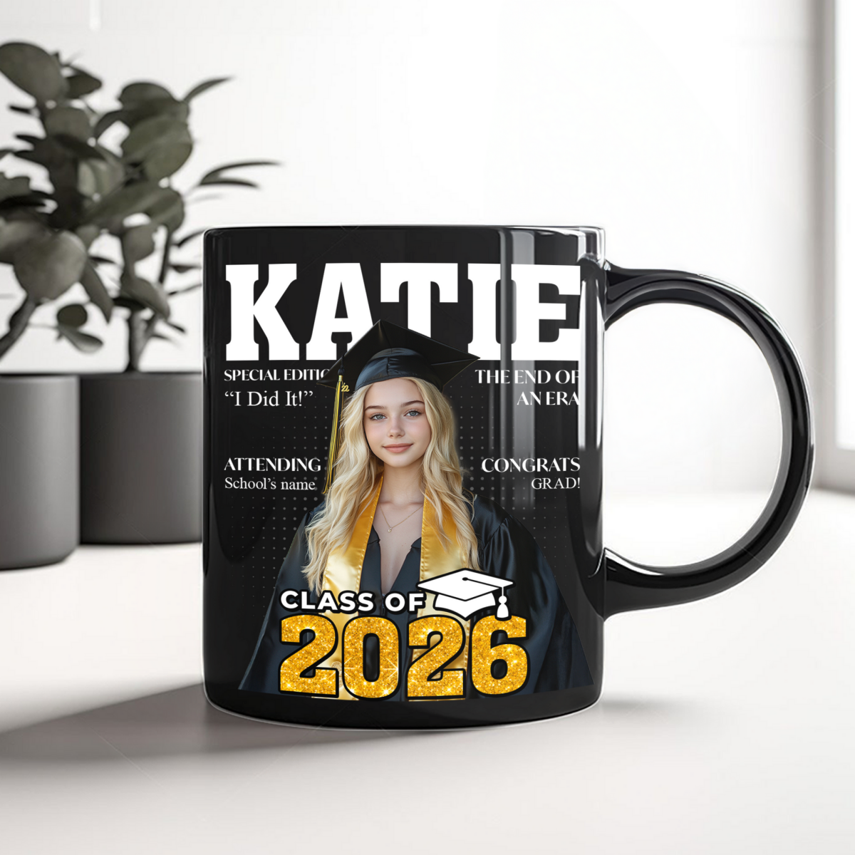 Congratulations Class Of 2026 Magazine Black Mug- Personalized Custom Mug