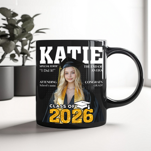 Congratulations Class Of 2026 Magazine Black Mug- Personalized Custom Mug
