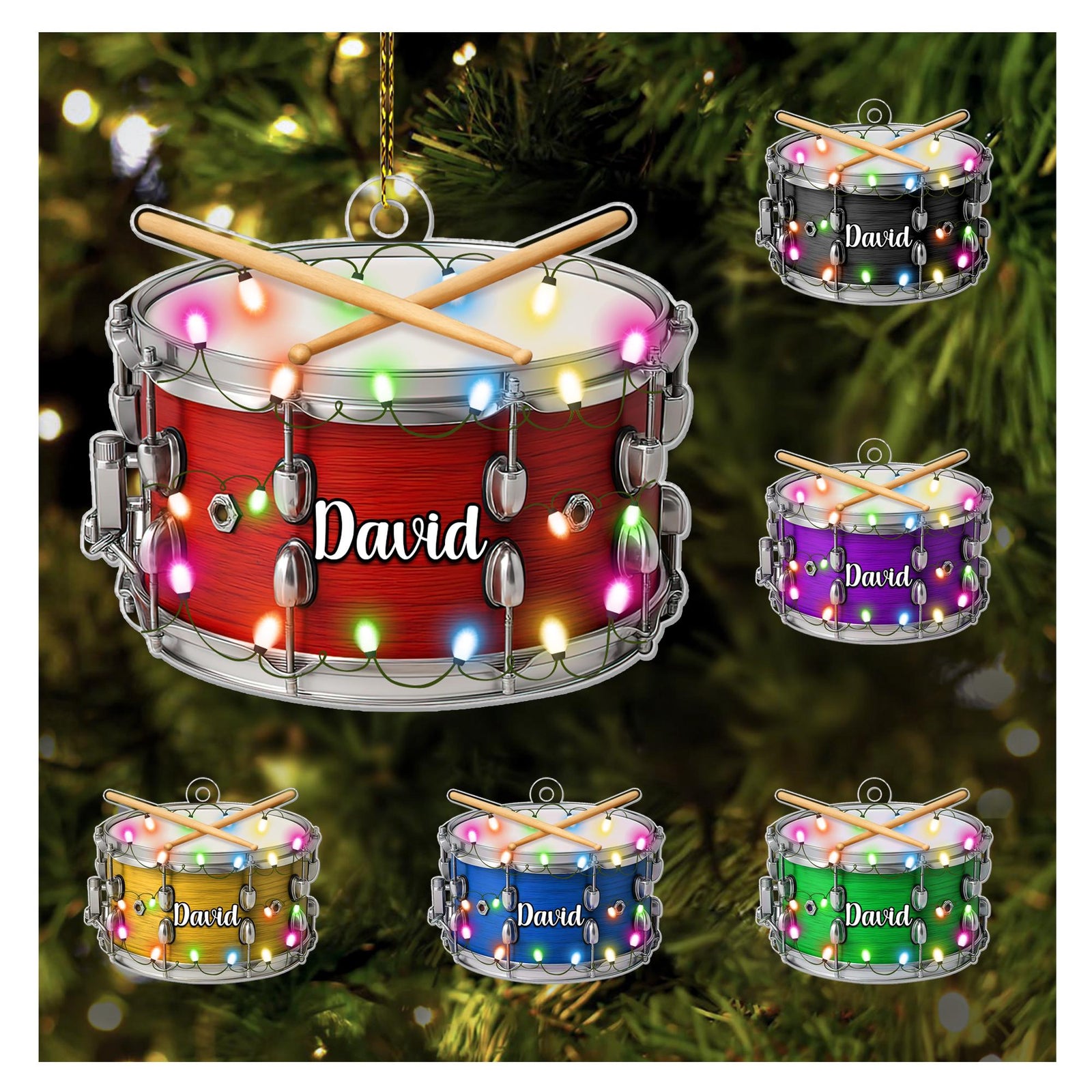Personalized Drum Acrylic Ornament Musical Instrument Christmas Ornament