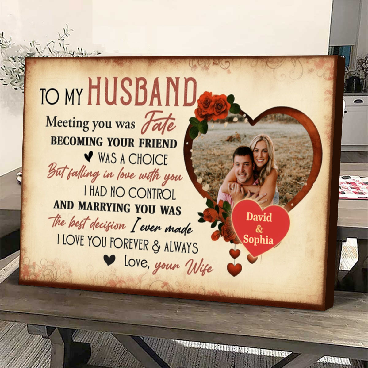 Meeting You Was Fate With Roses And Heart, Classic Personalized Poster, Gift For Husband, Wife