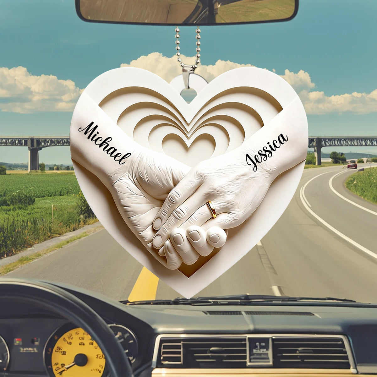 Personalized Couple Hand in Hand Car Ornament,Anniversary Valentines Gift