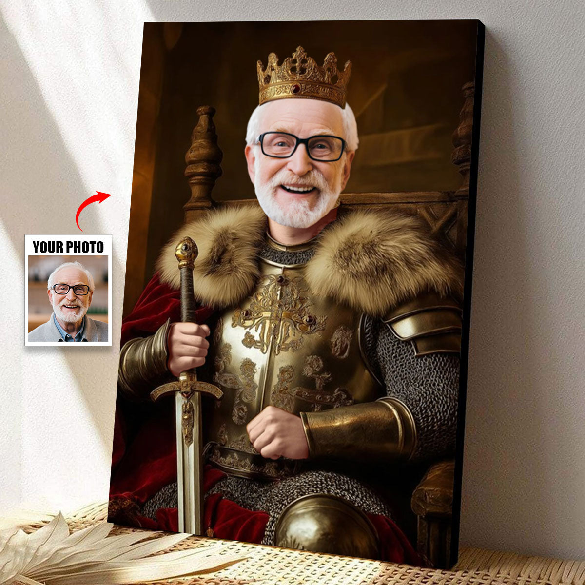 Custom Photo Royal Painting Style For Dad, Grandpa - Personalized Poster/Canvas
