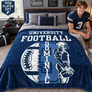 Personalized Football Team Flannel Blanket – Custom Player Name & Number Throw | Senior 2027 Keepsake