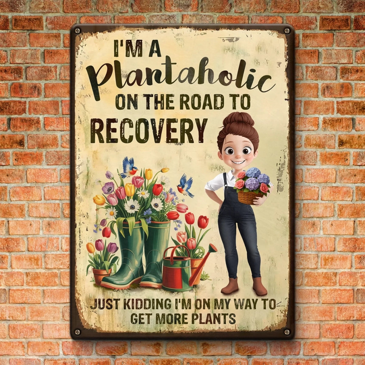 More Plants Less Stress - Family Personalized Metal Sign Gift For Yourself, Best Friends, Gardening Lovers