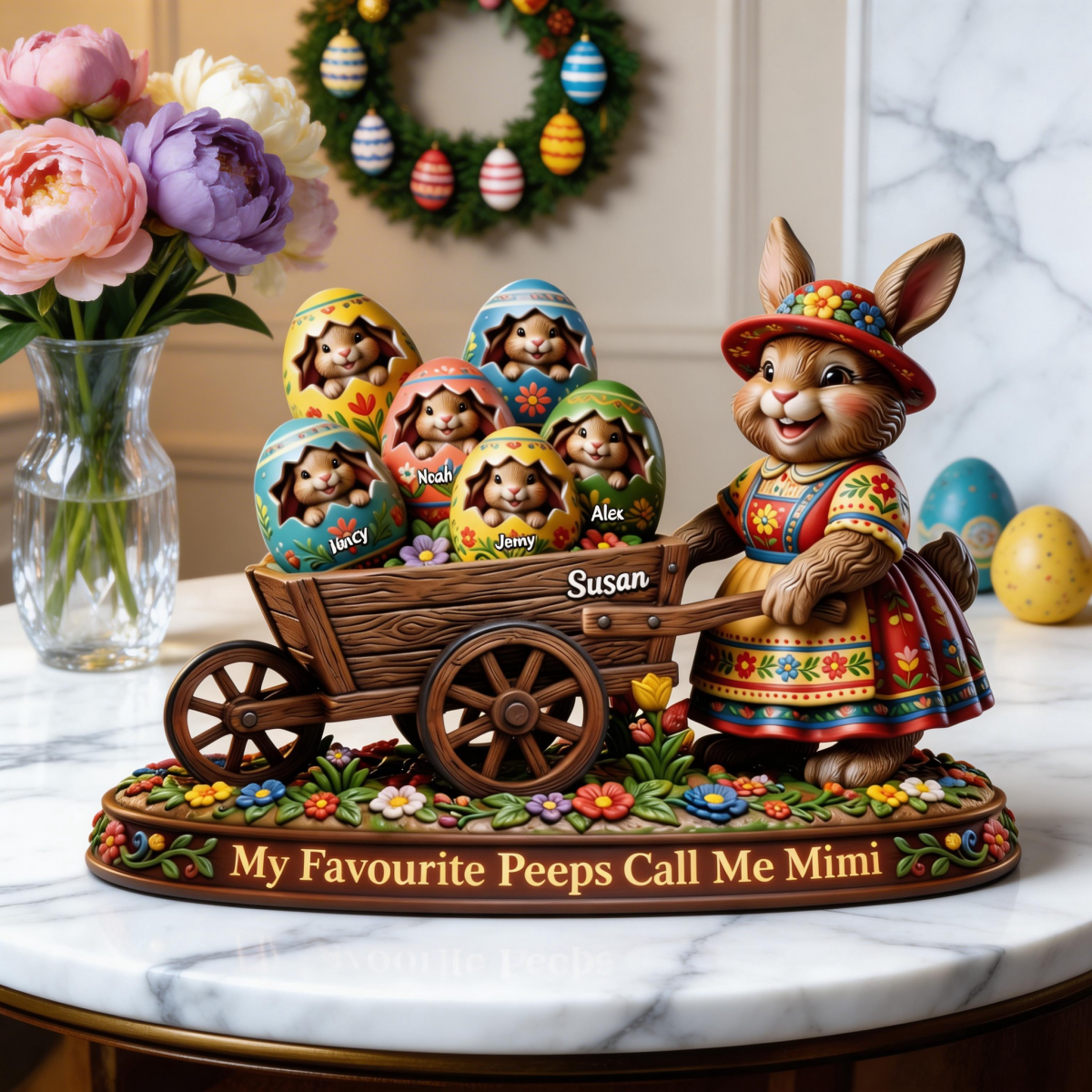 Easter Day Bunny Acrylic Plaque - Personalized Gifts For Grandma, Mommy Plaque