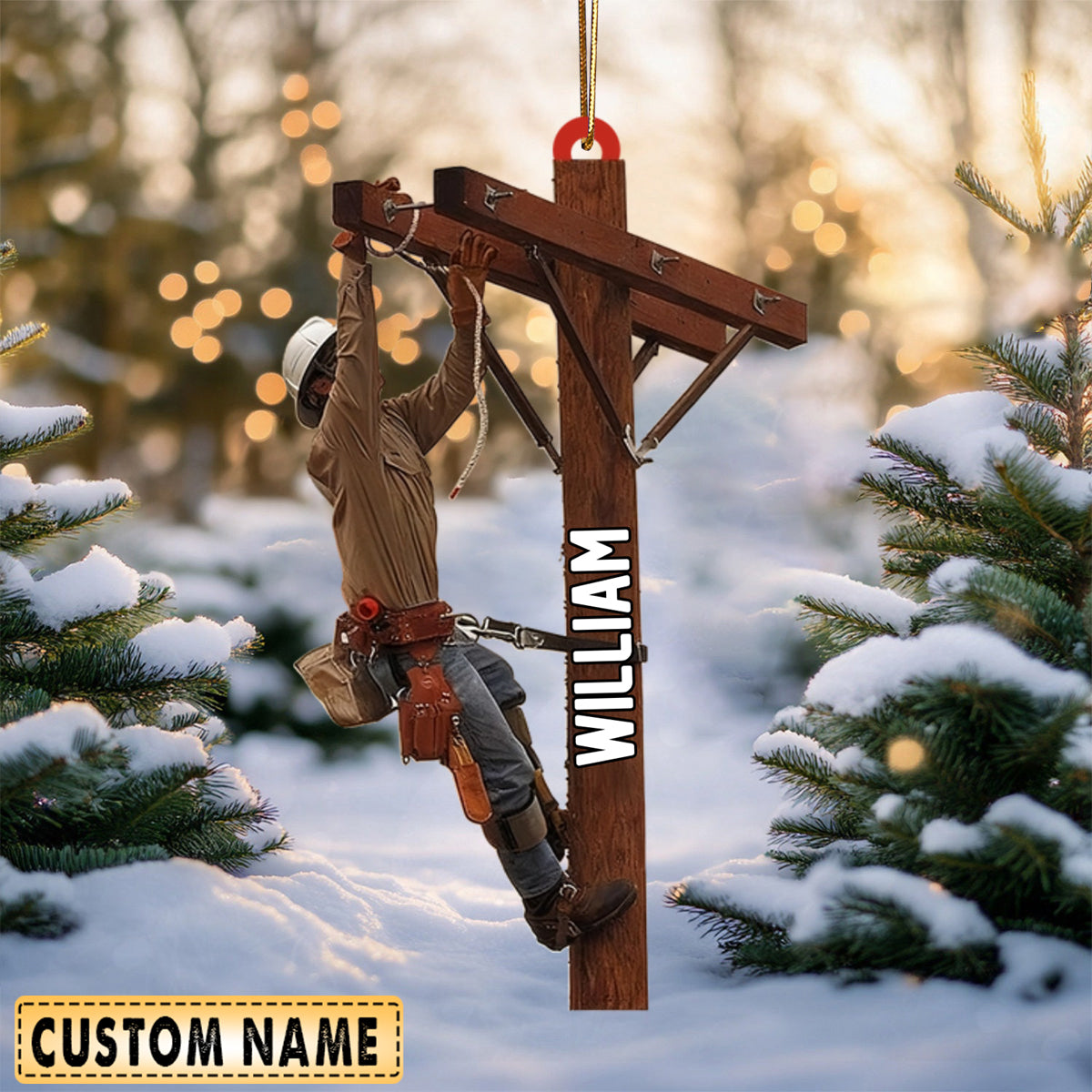 Lineman Outfit Personalized Christmas Ornaments, Gift For Lineman, Lineworker