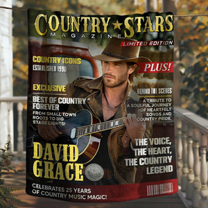 Personalized Country Stars Magazine Blanket, Custom Country Stars Photo, Cool Gift For Music Lover