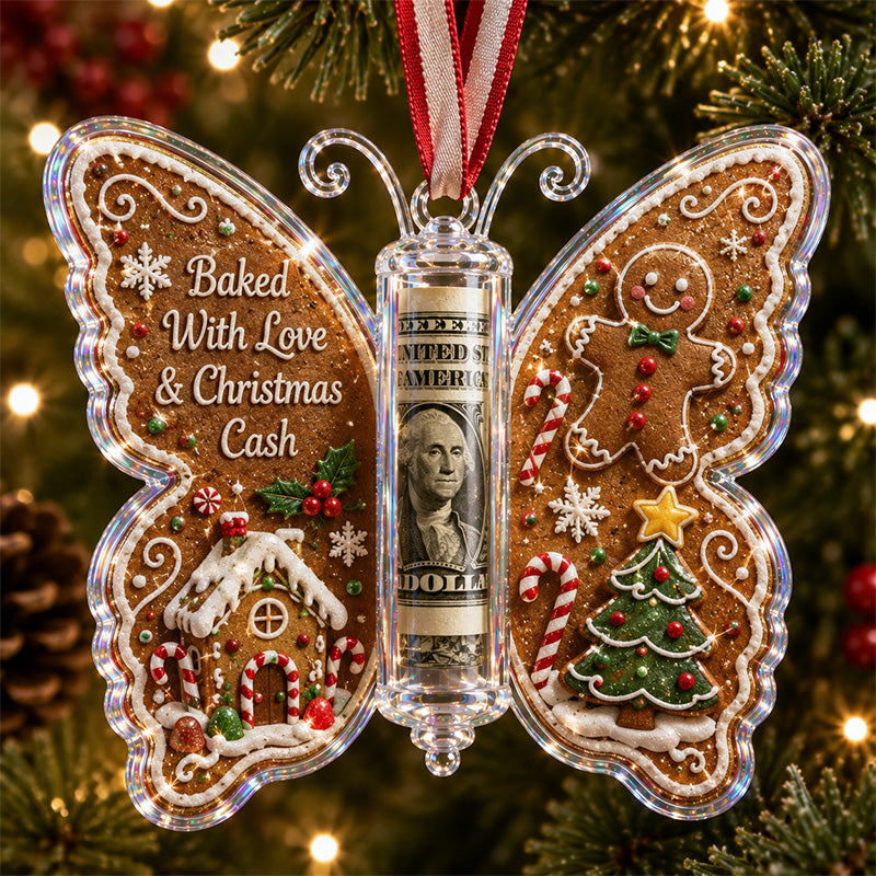 Christmas Cash Gift Butterfly Ornament – Holiday Money Holder Keepsake