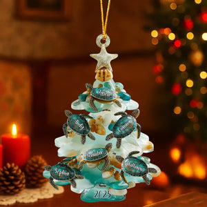 Merry Christmas - Personalized Sea Glass Family Ornament