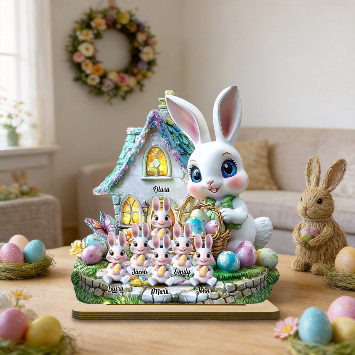 Grandma's Bunnies - Personalized Grandma Custom Shaped Wooden Plaque