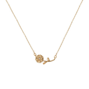 Birth Flower Necklace - Dainty Horizontal Flower Charm