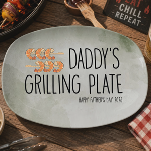 Daddy's Grilling Plate - Personalized Platter, Happy Father's Day Gift BBQ Lover Gift For Dadgrill Master Daddy Birthday Gift