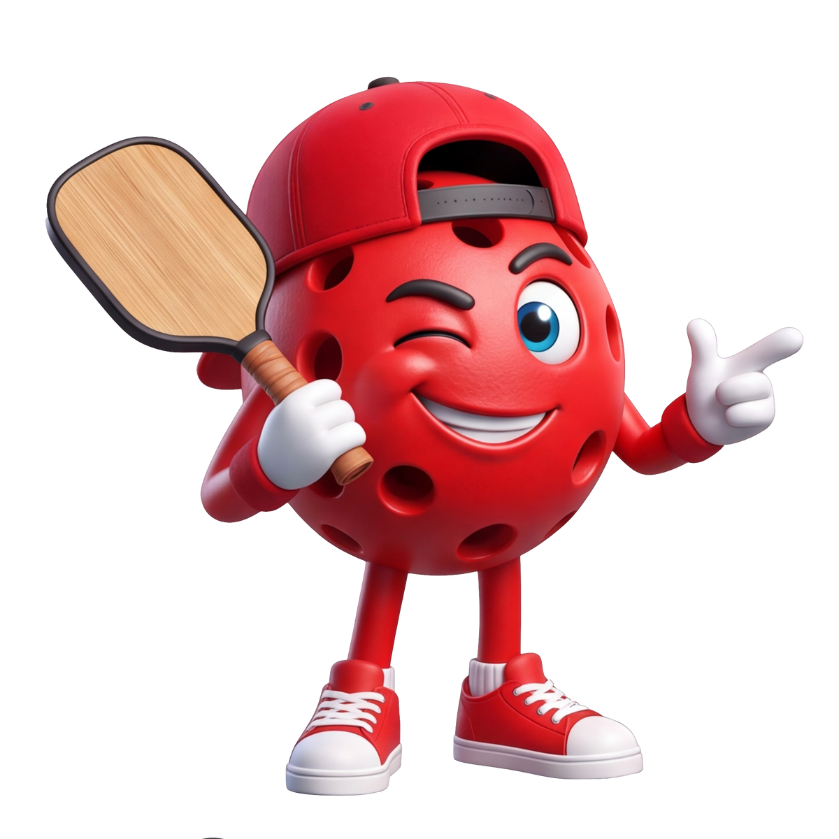 Cool Inviting Pose Personalized Cute Pickleball Ball Mascot Keychain