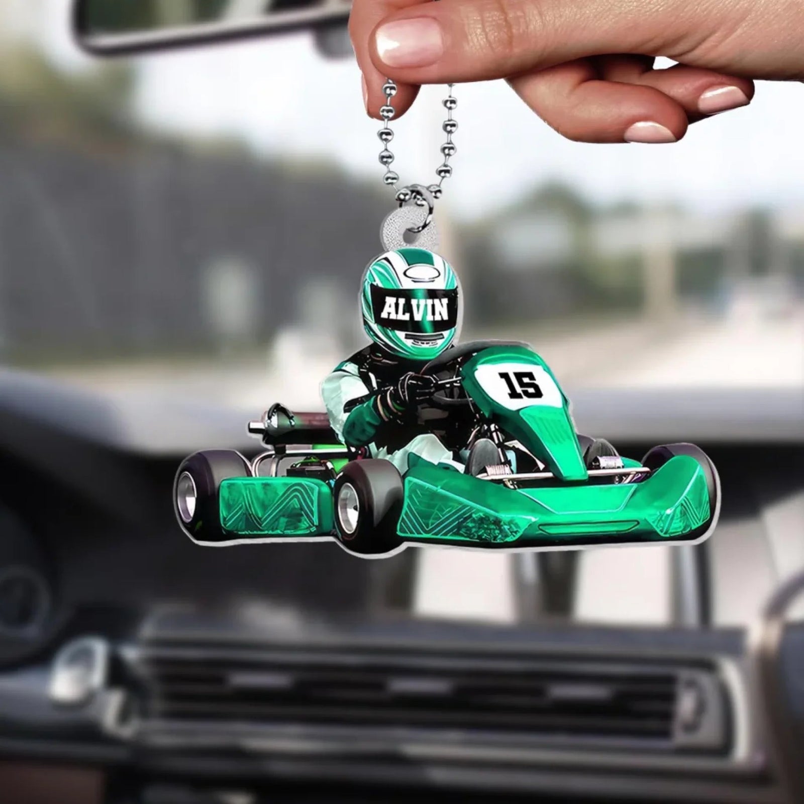 Go Kart Racing - Personalized Acrylic Ornament - Christmas Gift for Go Kart Lover, Racing Gift