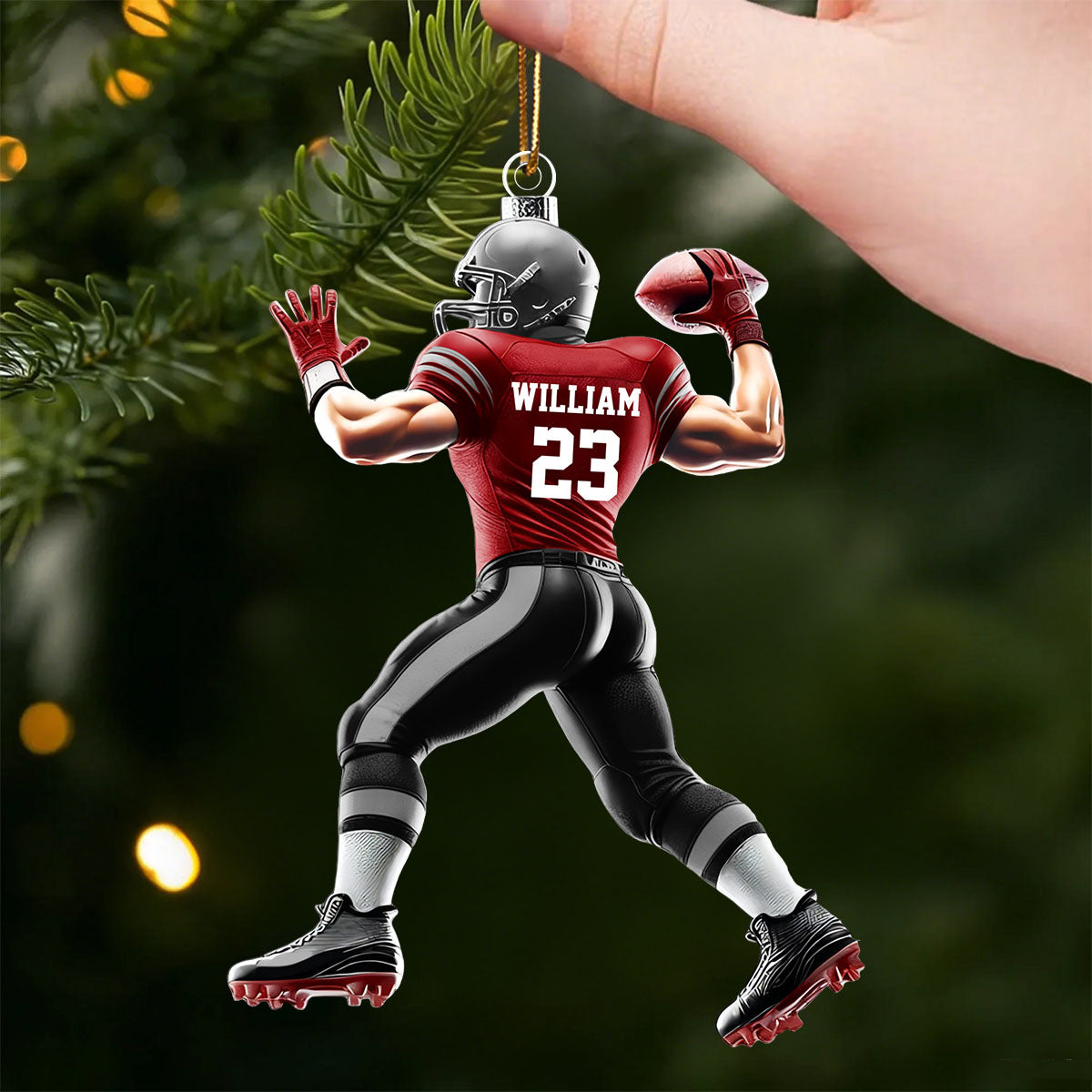 Custom Name and Number Rugby Football Ornament, Christmas Gift for Rugby Football Lover