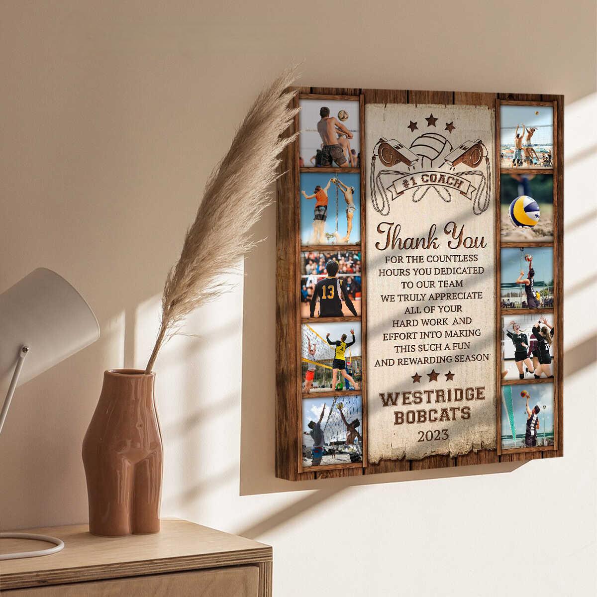 Volleyball Photo Collages Personalized Canvas/Poster, Thanks Volleyball Coach Gift